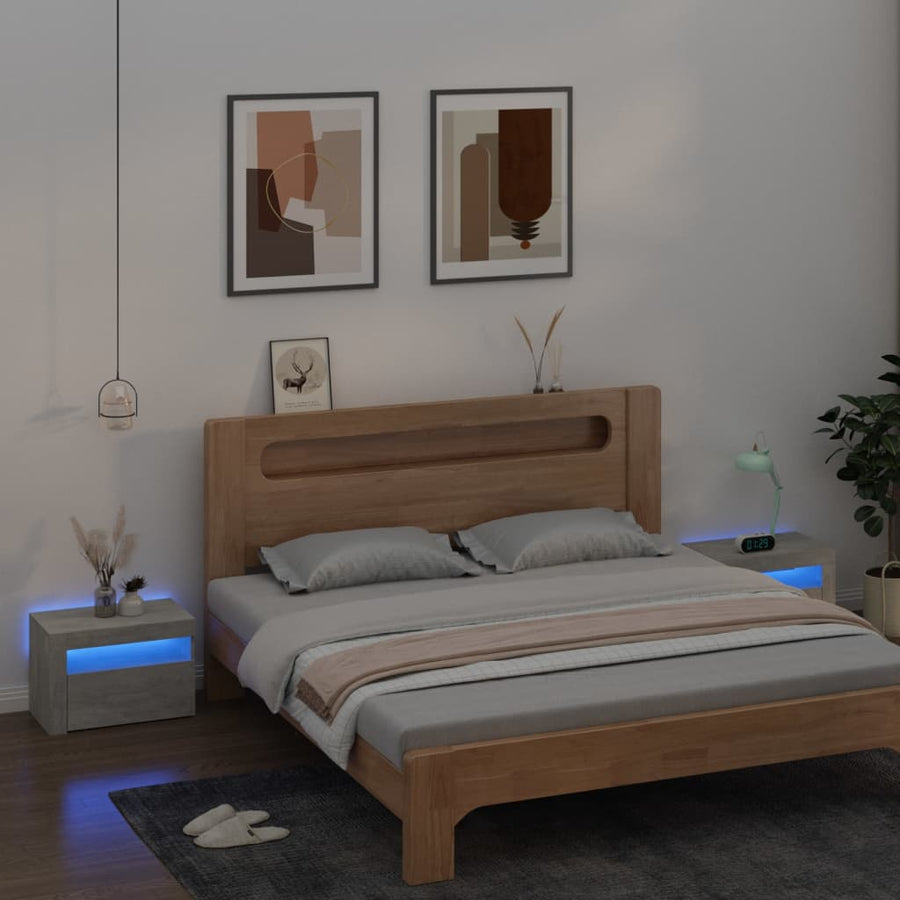 Nachtkastjes 2 St Met Led-Verlichting 60X35X40 Cm Betongrijs