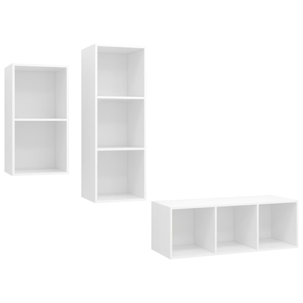 3-delige Tv-meubelset spaanplaat wit
