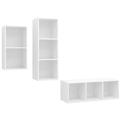 3-delige Tv-meubelset spaanplaat wit