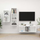 3-piece TV cabinet set chipboard white
