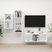 Tv-meubelset 3-delig spaanplaat wit wandmontage