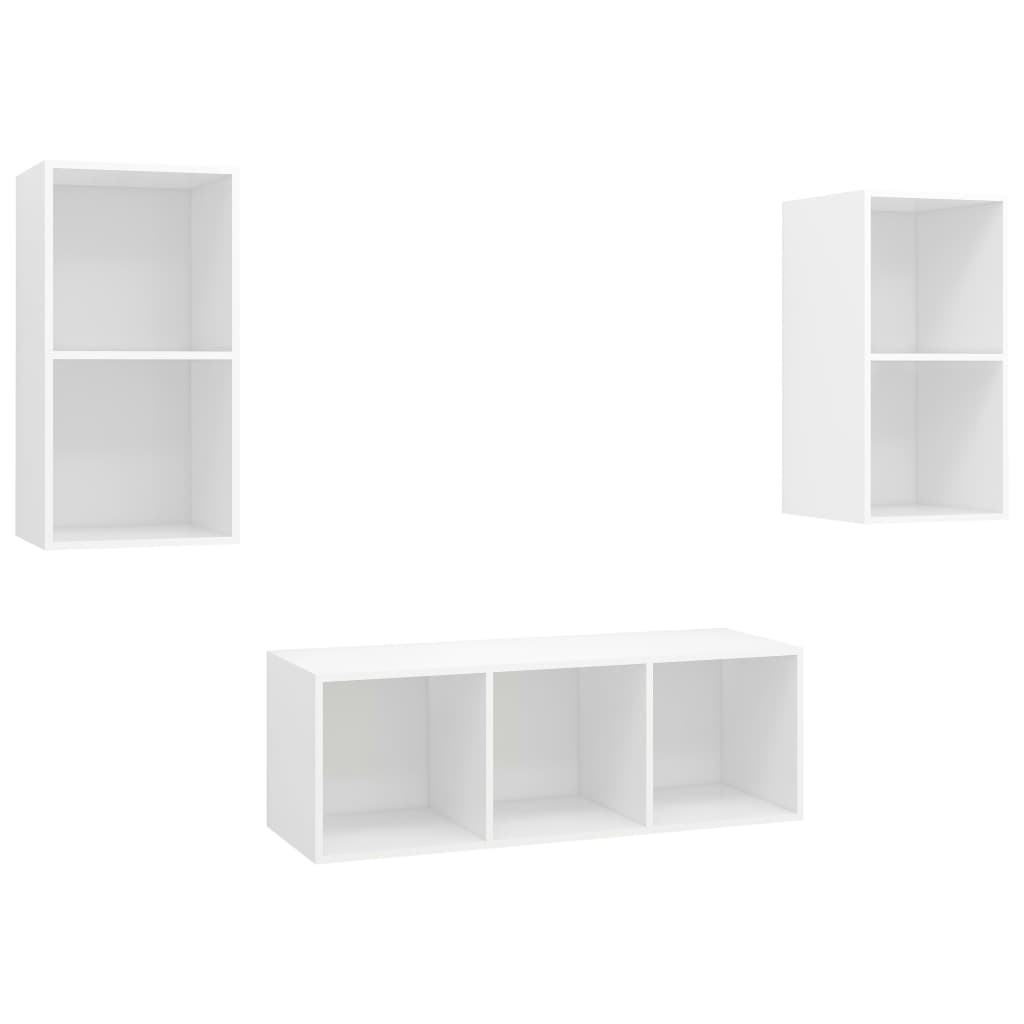 3-delige Tv-meubelset spaanplaat wit