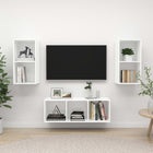 3-piece TV cabinet set chipboard white