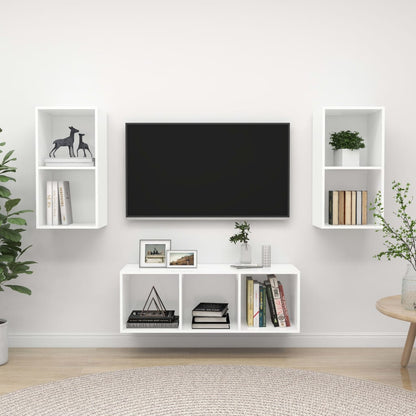3-delige Tv-meubelset spaanplaat wit