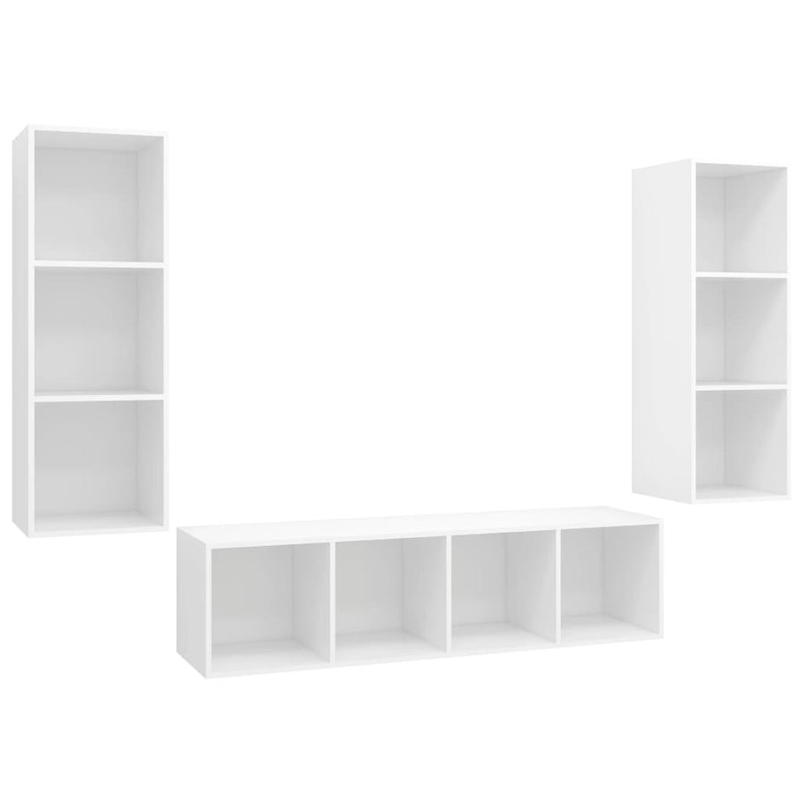 3-delige Tv-meubelset spaanplaat wit