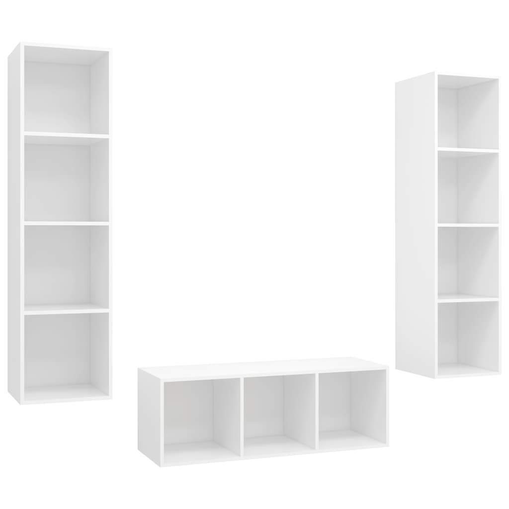 3-delige Tv-meubelset spaanplaat wit
