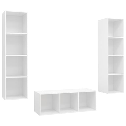 3-delige Tv-meubelset spaanplaat wit