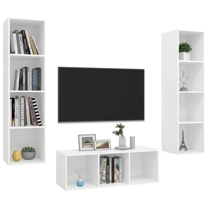 3-delige Tv-meubelset spaanplaat wit