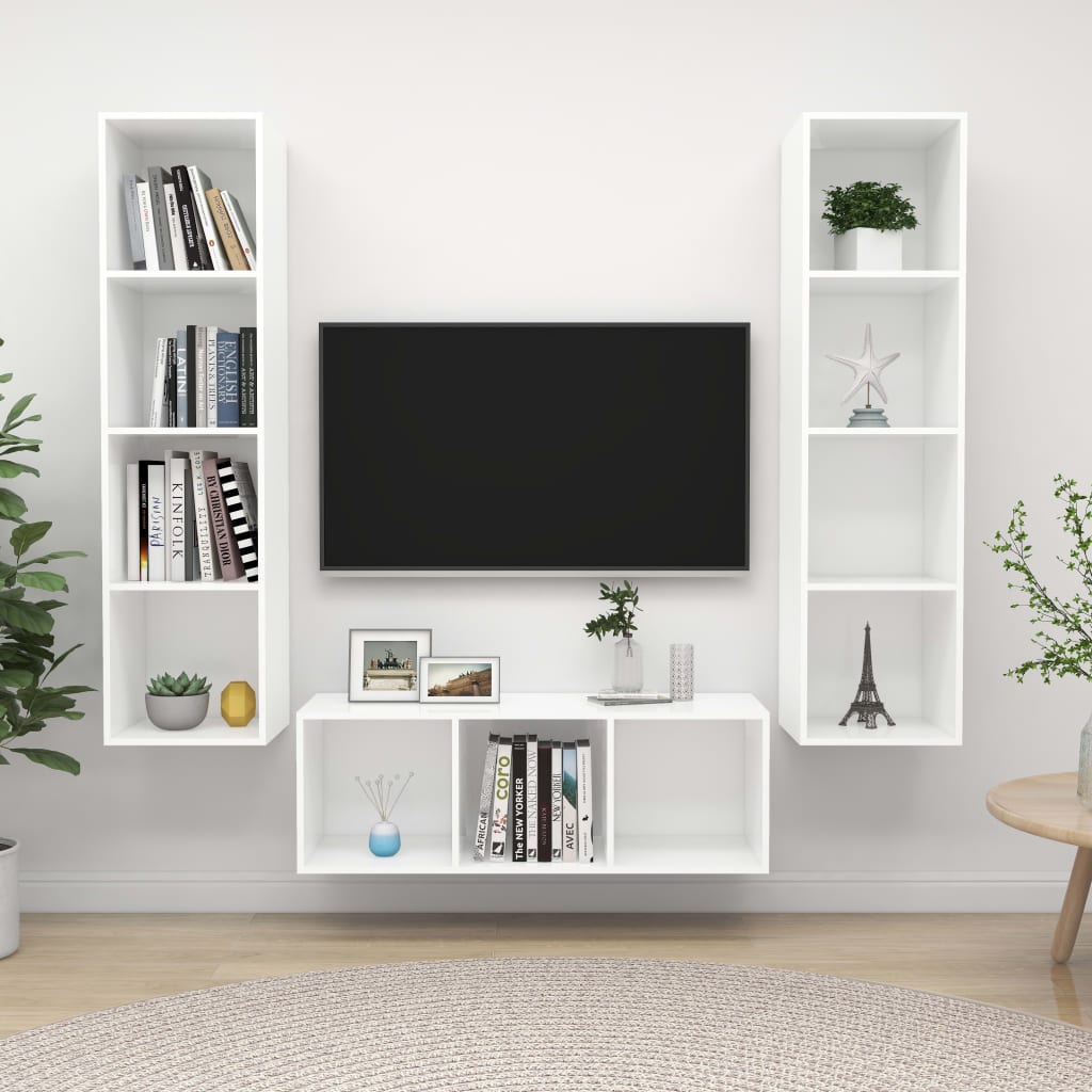 3-delige Tv-meubelset spaanplaat wit