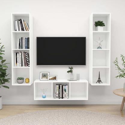 3-delige Tv-meubelset spaanplaat wit