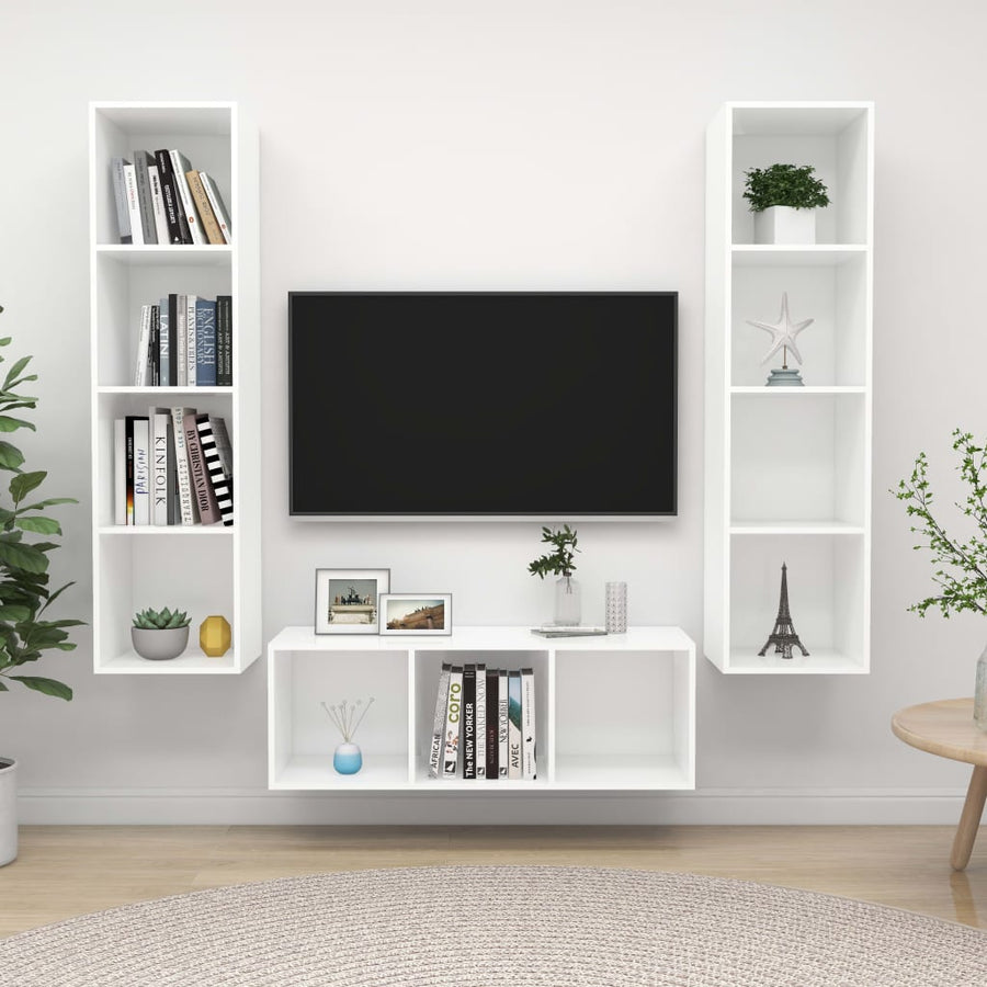 3-delige Tv-meubelset spaanplaat wit