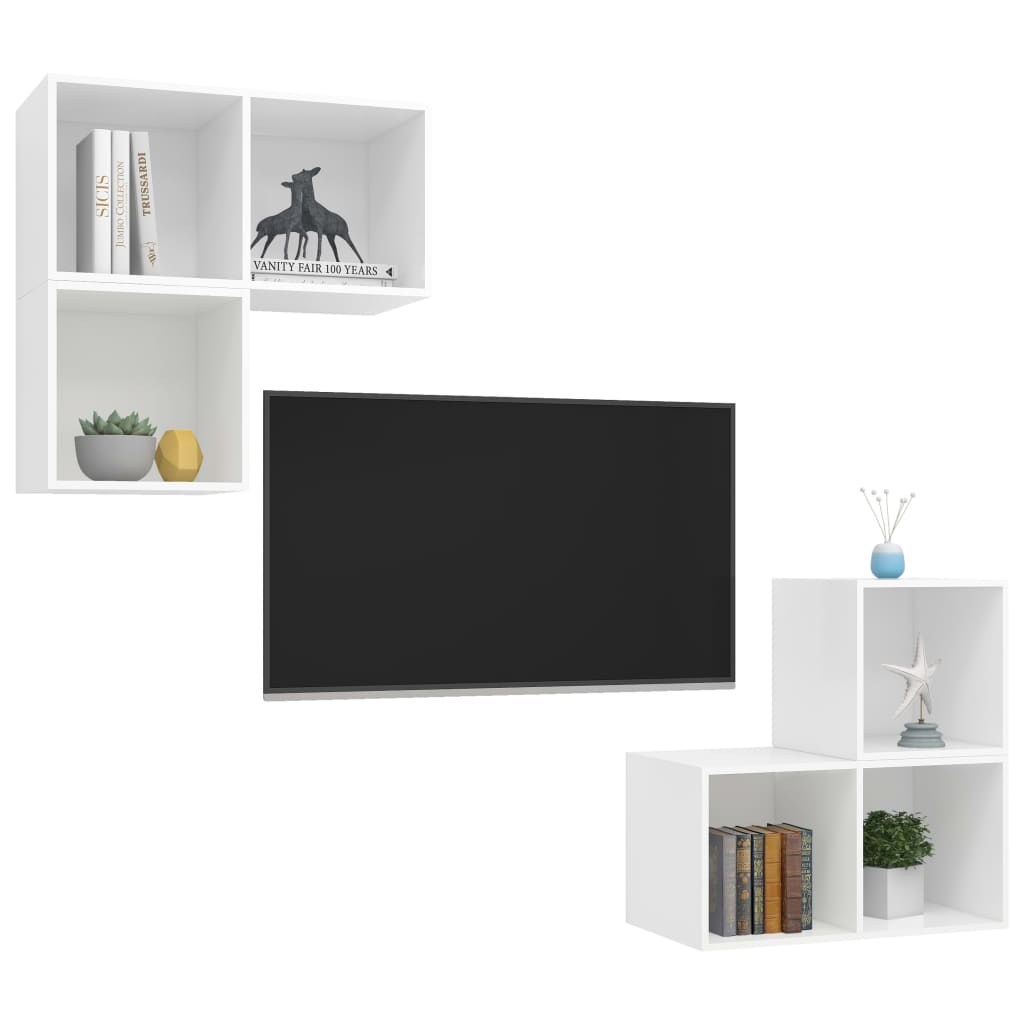 4-Delige Tv-Meubelset Spaanplaat Wit