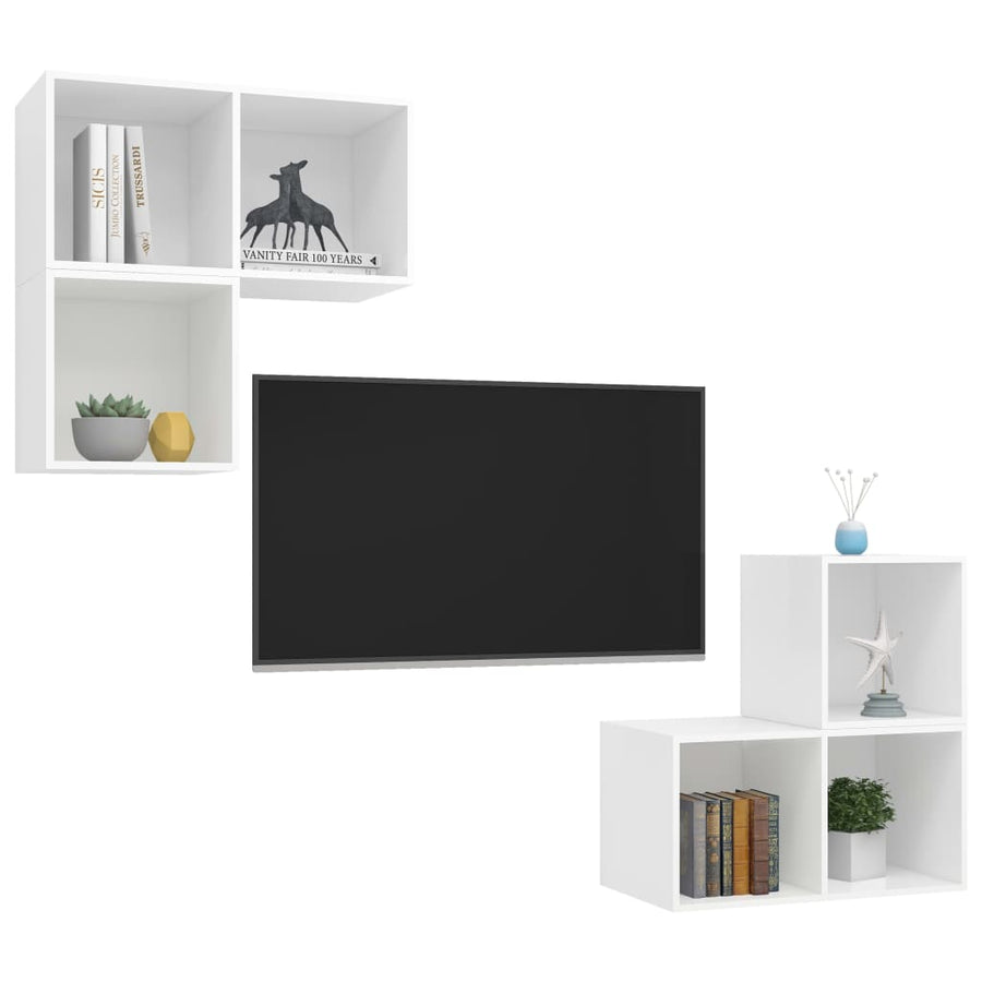 4-Delige Tv-Meubelset Spaanplaat Wit