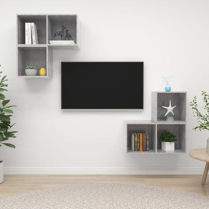 4-delige Tv-meubelset spaanplaat betongrijs