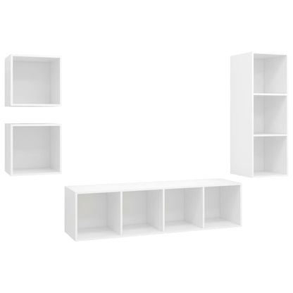 4-Delige Tv-Meubelset Spaanplaat Wit