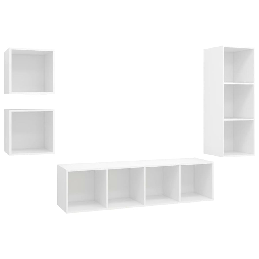4-Delige Tv-Meubelset Spaanplaat Wit