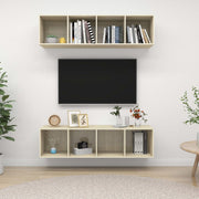 Tv-wandmeubels 2 st spaanplaat sonoma eiken