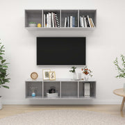 Tv-meubel 2 st spaanplaat betongrijs 37x37x142,5 cm