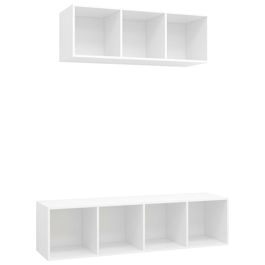 2-delige Tv-meubelset spaanplaat wit