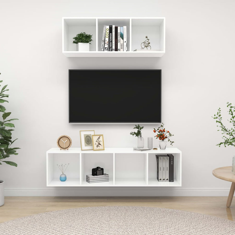 2-delige Tv-meubelset spaanplaat wit