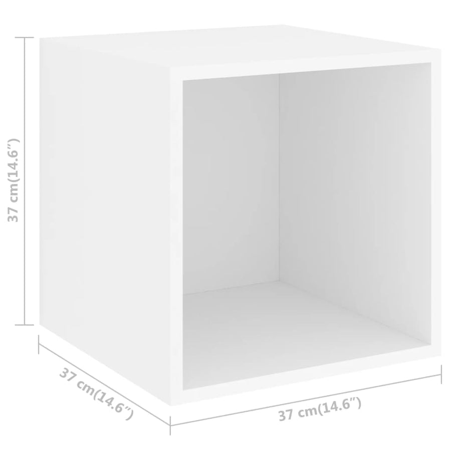 4-Delige Tv-Meubelset Bewerkt Hout Wit