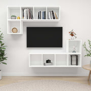 Tv-meubelset 4 delen bewerkt hout wit