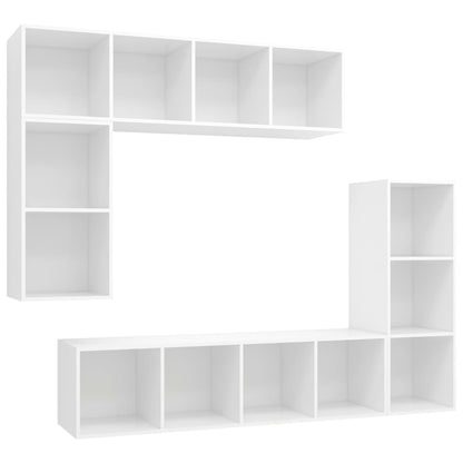 4-delige Tv-meubelset bewerkt hout wit