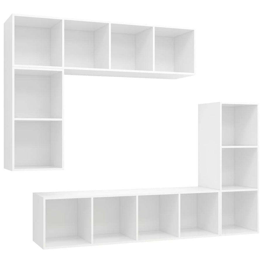 4-delige Tv-meubelset bewerkt hout wit