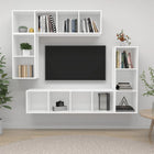 4-piece TV unit set distressed wood white
