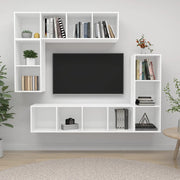 Tv-meubelset 4-delig wandmontage bewerkt hout wit