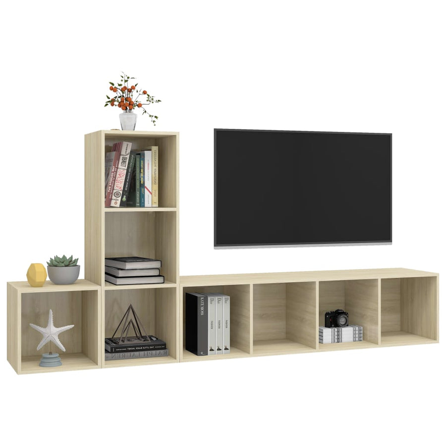 3-delige Tv-meubelset spaanplaat sonoma eikenkleurig