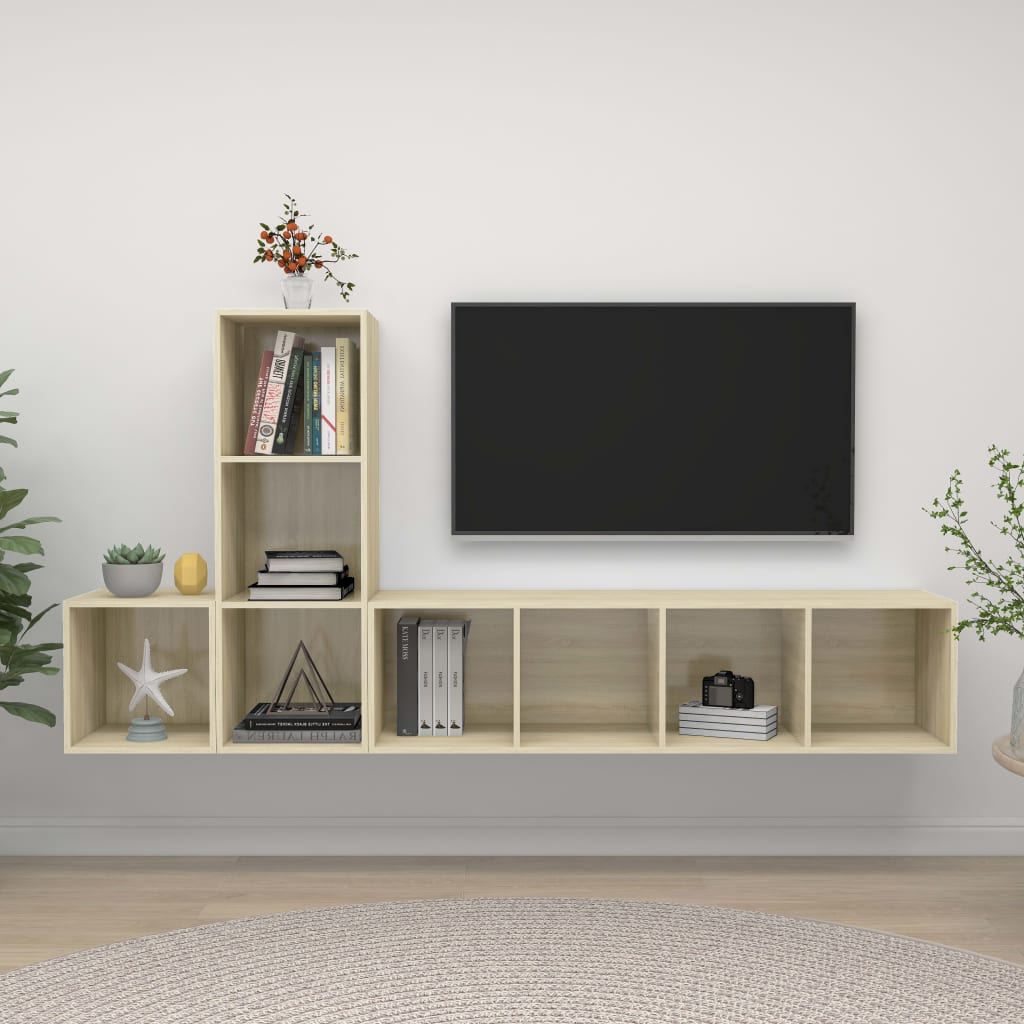 3-delige Tv-meubelset spaanplaat sonoma eikenkleurig