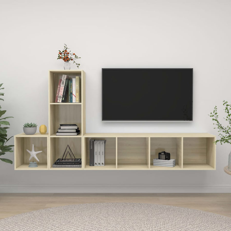 3-delige Tv-meubelset spaanplaat sonoma eikenkleurig