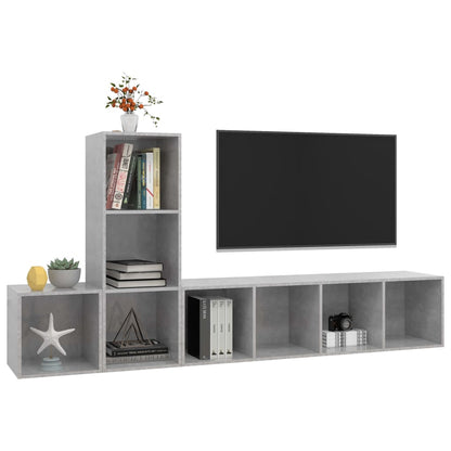 3-delige Tv-meubelset spaanplaat betongrijs