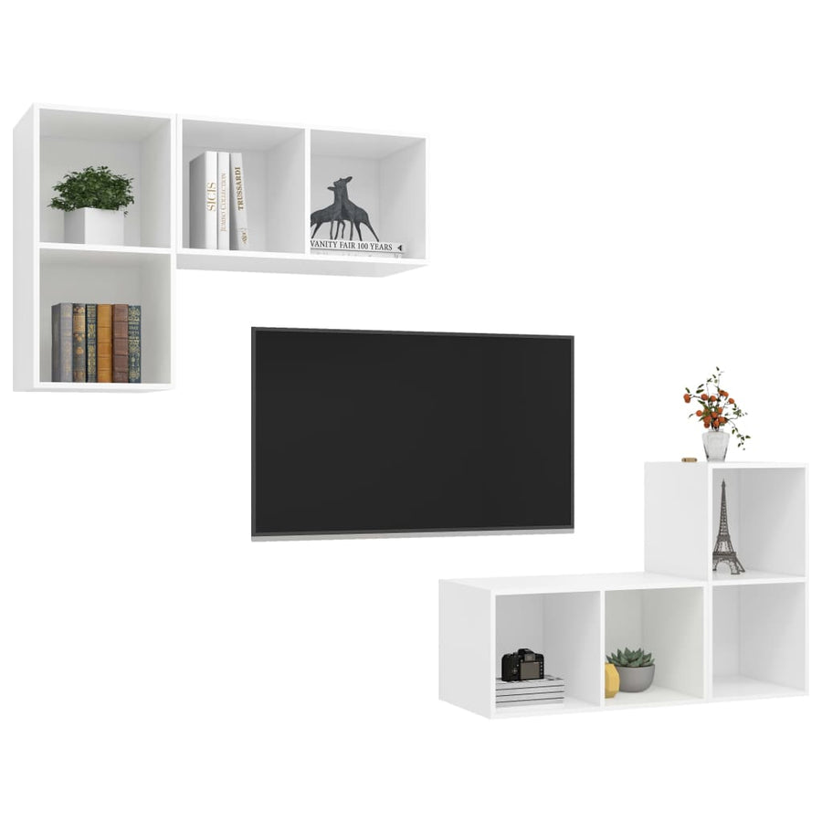 Tv-Wandmeubelen Bewerkt Hout Wit