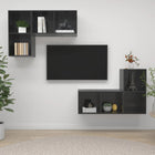 TV cabinets 4 pcs chipboard high gloss grey