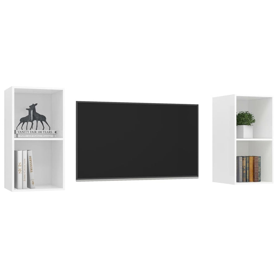 Tv-Wandmeubelen Bewerkt Hout Wit