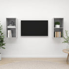 TV cabinet set 2 pcs chipboard concrete grey