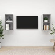 TV cabinet set 2 pcs chipboard concrete grey