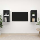 TV cabinets 2 pcs chipboard high gloss grey