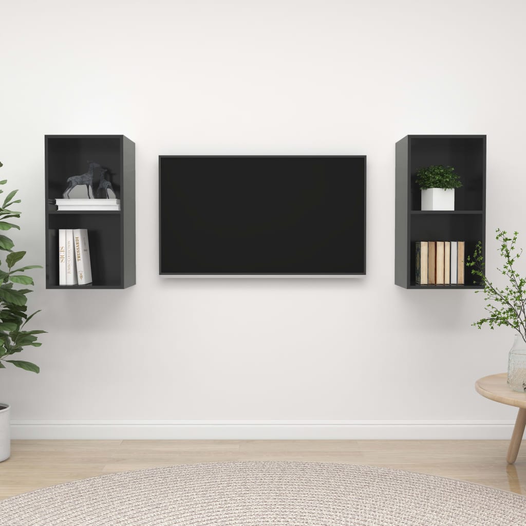 Tv-Wandmeubelen Spaanplaat Hoogglans grijs