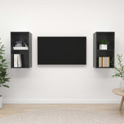 TV cabinets 2 pcs chipboard high gloss grey