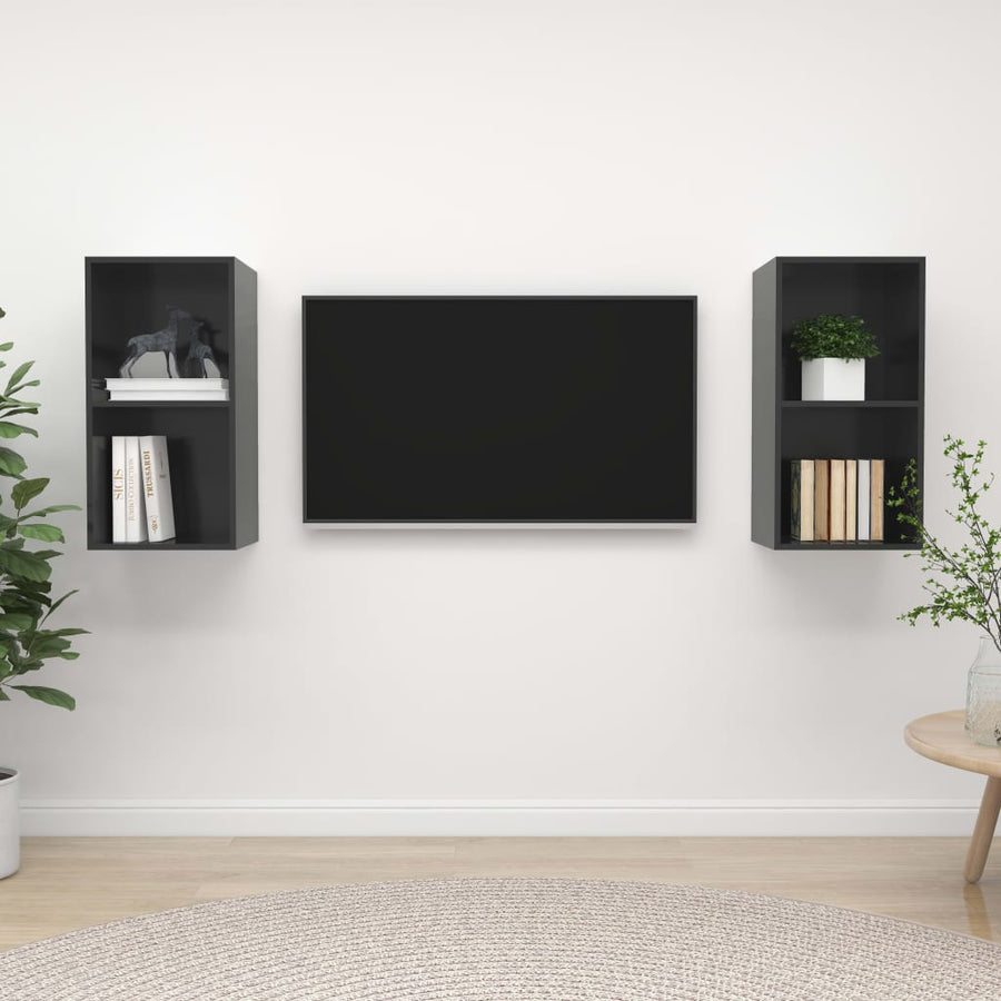 Tv-Wandmeubelen Spaanplaat Hoogglans grijs