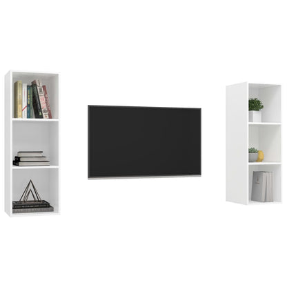 Tv-wandmeubelen 2 st spaanplaat wit