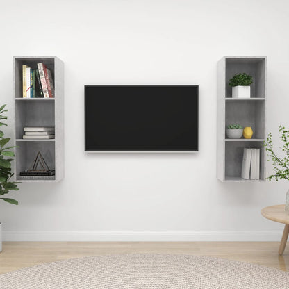 Tv-wandmeubelen 2 st spaanplaat betongrijs