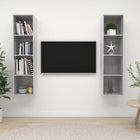 TV cabinet set 2 pcs chipboard concrete grey