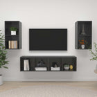 TV cabinets 4 pcs chipboard high gloss grey
