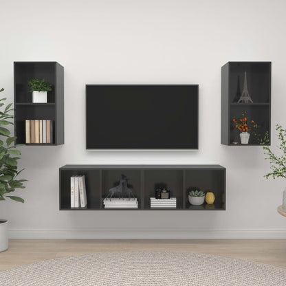 Tv-Wandmeubelen Spaanplaat Hoogglans grijs