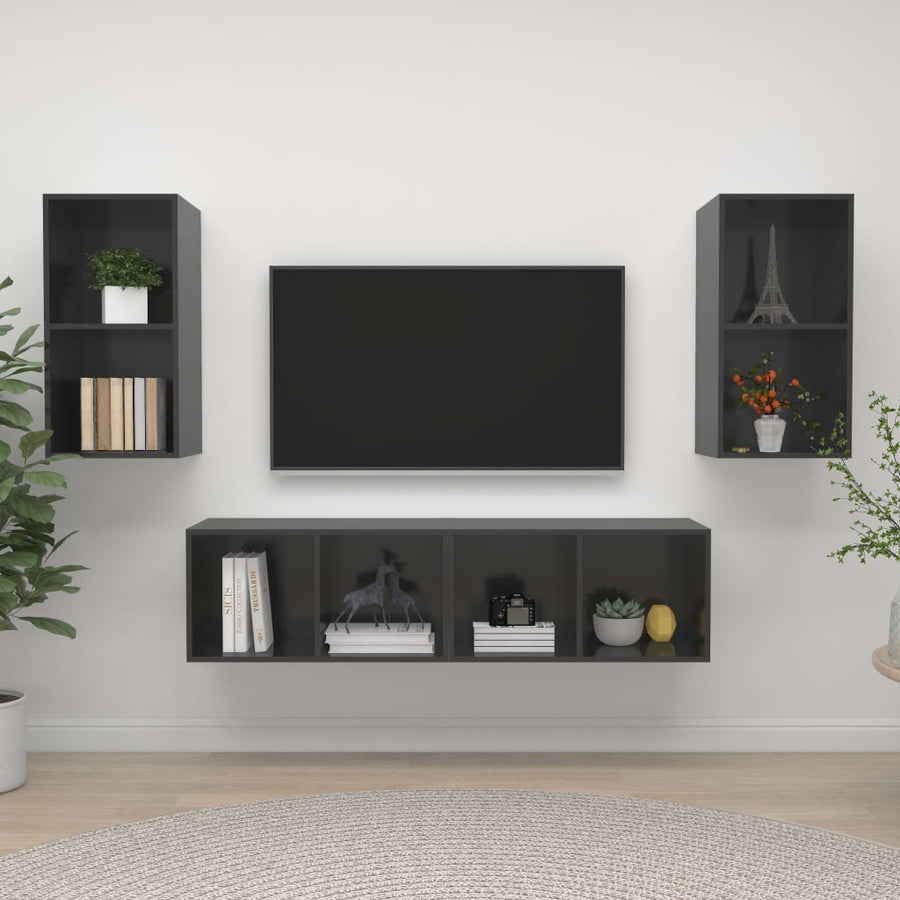 Tv-Wandmeubelen Spaanplaat Hoogglans grijs