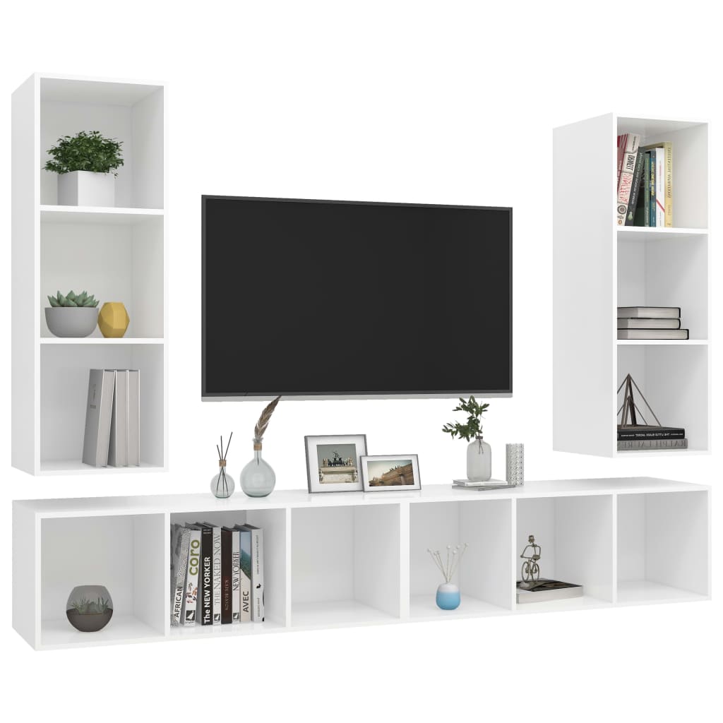 Tv-wandmeubelen 4 st spaanplaat wit